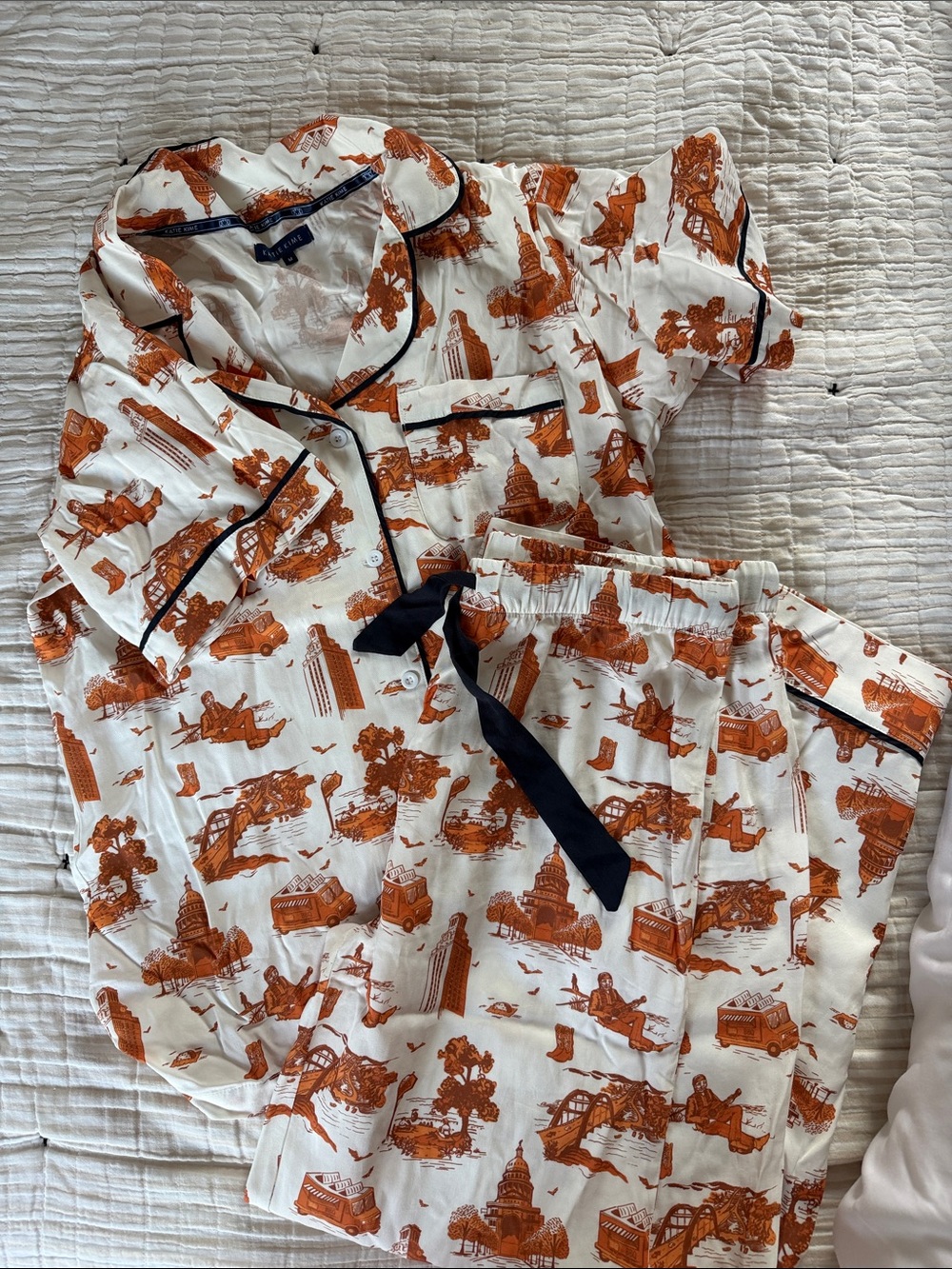 Katie Kime Austin Printed Pajama Set with Contrasting Trim